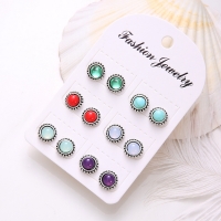 Gemstone Circle Multicolor Earrings