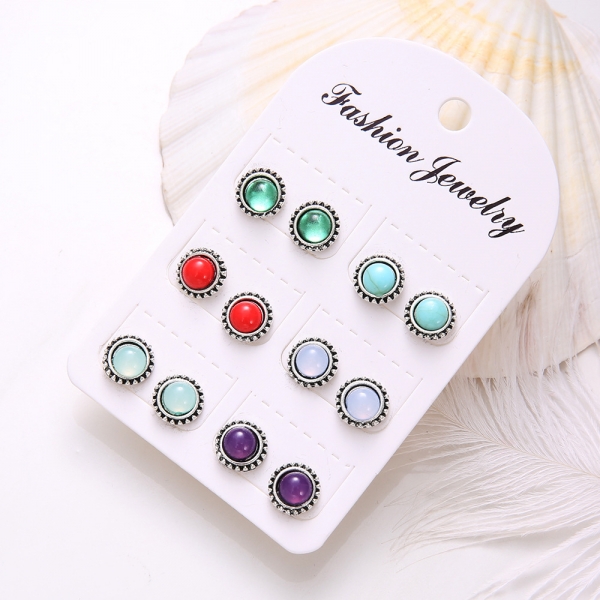 Gemstone Circle Multicolor Earrings