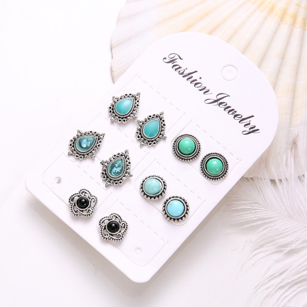 Bohemia Style Set Turquoise Earrings