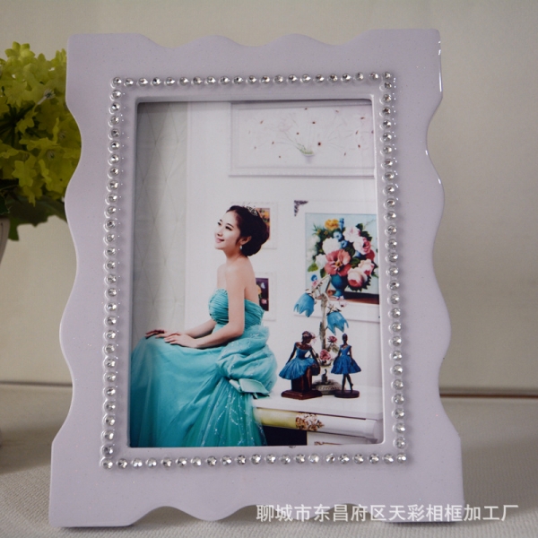 7x5 Light Purple Sparkling Crystal Diamantes Wooden Freestanding Photo Frame