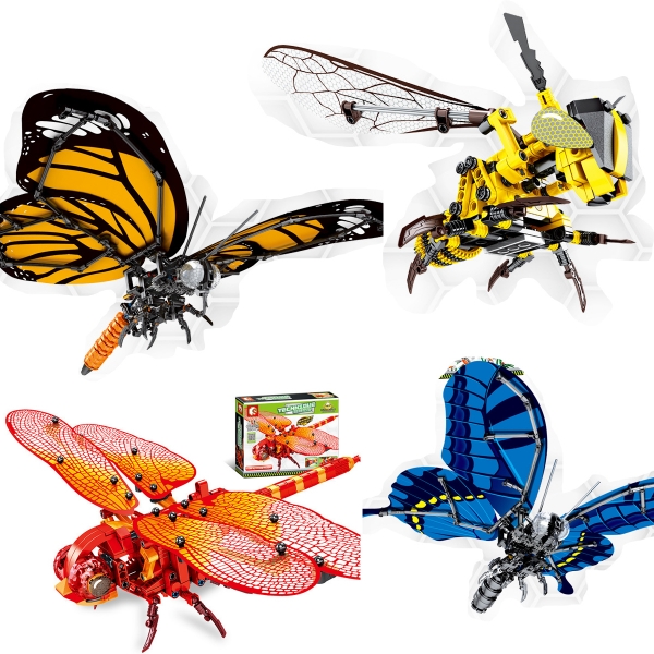Large Butterfly Bumblebee Dragonfly Building Bricks Construction Blocks Toy Set