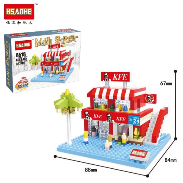Fast Food Fried Chicken Restaurant Building Bricks Micro Construction Blocks Toy