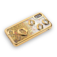Glitter Liquid Sexy Lips Gold iPhone 6 6S Phone Case