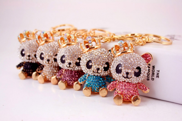 Giant Panda Bear Animals Crystal Diamante Bag Charms Handbag Keyrings Pendant