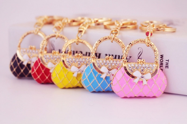 Fashion Ladies Handbag Shaped Crystal Diamante Bag Charm Handbag Keyring Pendant