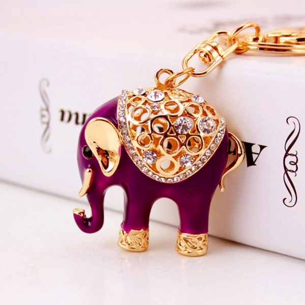Cute Elephant Crystal Diamante Rhinestone Bag Charms Handbag Keyrings Pendant Key Chain