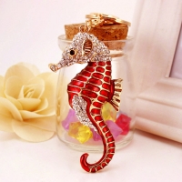Seahorse Sealife Animals Crystal Diamante Bag Charms Handbag Keyrings Pendant
