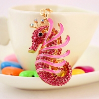 Seahorse Sealife Animals Crystal Diamante Bag Charms Handbag Keyrings Pendant
