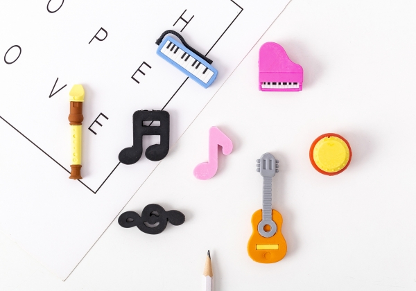 Music Instruments Piano Guitar Keyboard Drum Novelty Erasers Fun Kids Rubbers
