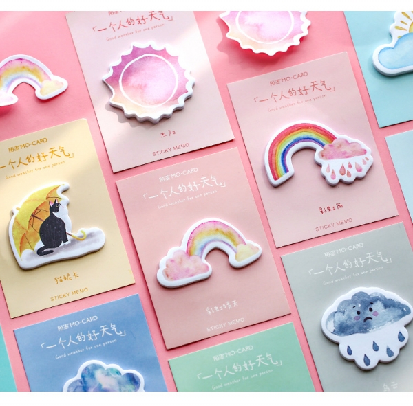 Weather Forecast Rainbow Sunny Cute Sticky Notes Novelty Bookmark Memo Index Tab