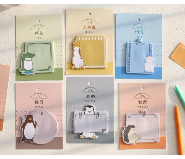 Cute Animals Bear Lion Penguin Giraffe Fox Sticky Notes Novelty Sticky Note Pad