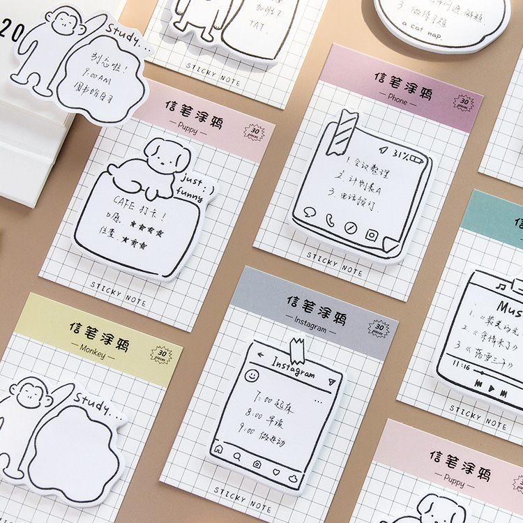 Cartoon Drawing Animals Cute Sticky Notes Novelty Sticky Note Pad Bookmark  Memo