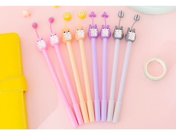 4pk Hamster Squirrel Animal Ballpoint Gel Pens Funky Kids Party Gift Bag Fillers