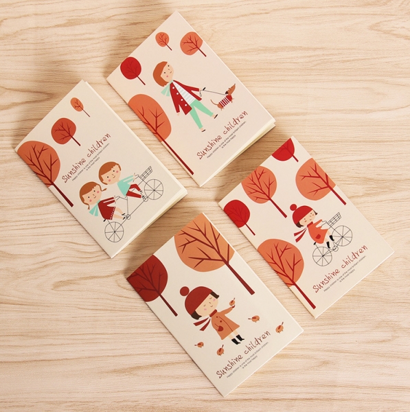 4pk Little Girl In Woodland Cute Mini Notebooks Small Notepads Pocket Memo Pads