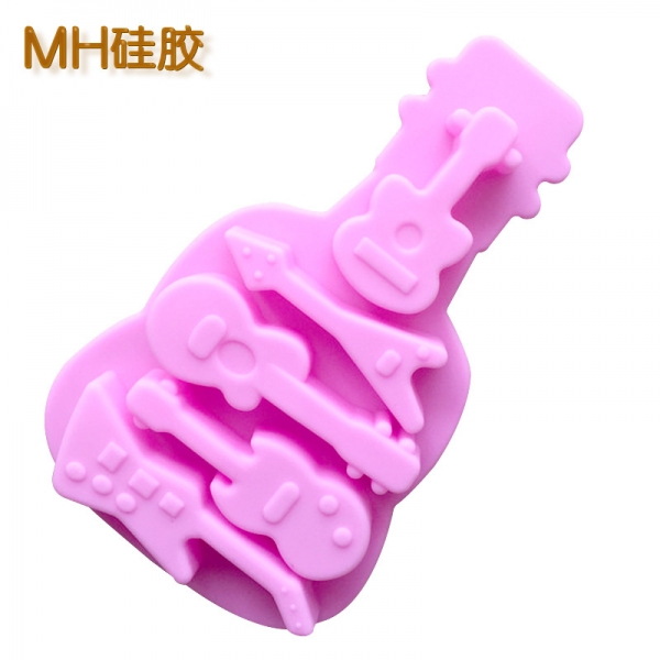 Pink Guitars Silicone Mould Chocolate Fondant Jelly Ice Cube Mold