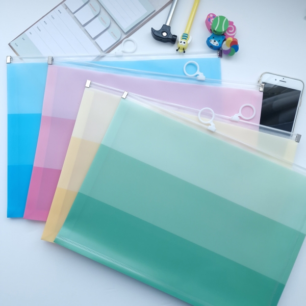 Pink Blue Green Gradient Colour A4 Zipper Document Wallets File Folders
