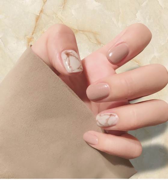 24pcs Marble Effect False Nail Art Tips Full Cover Fake Nails With Glue