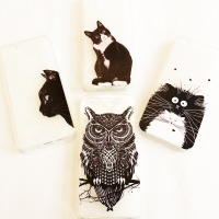 Black Cats Owl Transparent Phone Case Soft Cover iPhone 5 6 6S Plus