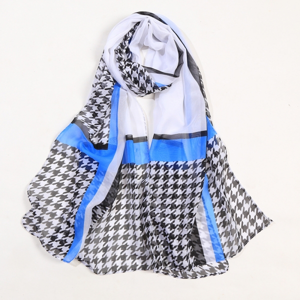 Black White Grid Patterned Fashion Ladies Scarves Chiffon Scarf Women Shawl N380