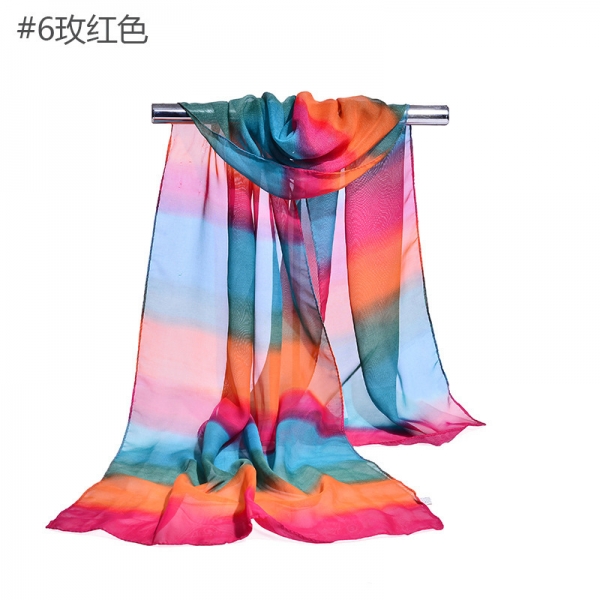 Rainbow Stripes Fashion Ladies Scarves Chiffon Scarf Womens Shawls