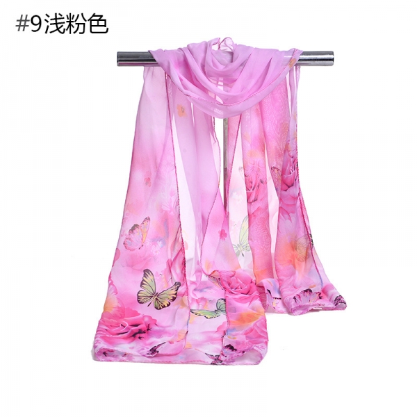 Butterflies Rose Flowers Fashion Ladies Scarves Chiffon Scarf Womens Shawls N208