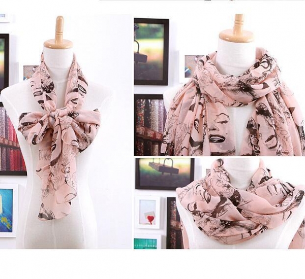 Fashion Lady Pattern Pink Ladies Scarves Chiffon Scarf Womens Shawls