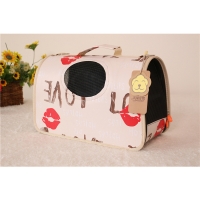 Red Lips Pink Ventilated Pet Travel Bag Cat Carrier Soft Crate Puppies Small Dogs