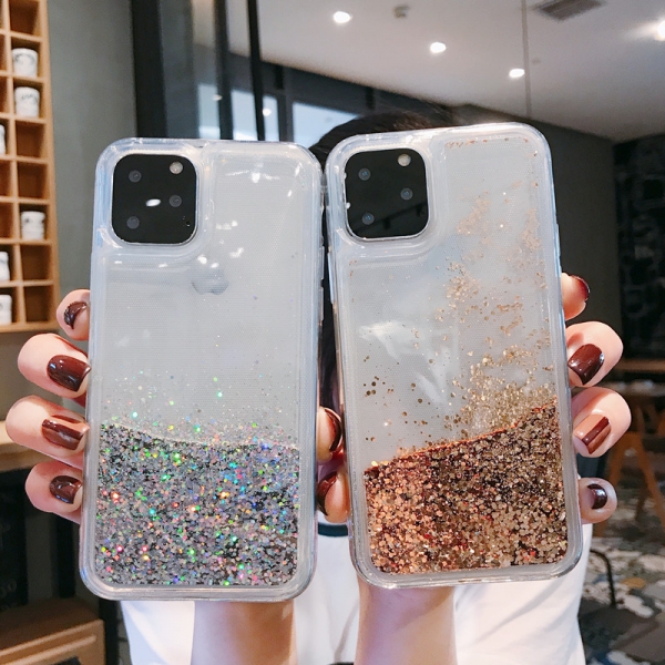 Gold Silver Quicksand Liquid Glitter Hard Phone Case Cover Apple iPhone