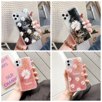 Daisy Flowers Quicksand Liquid Glitter Hard Phone Case Cover