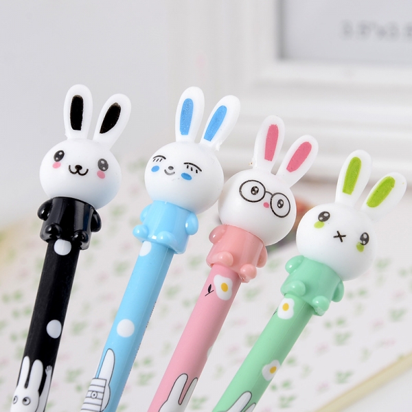 4-12pc White Bunny Rabbits Ballpoint Gel Pens Cute Kids Party Gift Bag Fillers