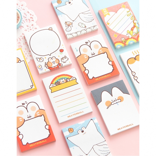 4pk White Bunny Rabbits Cute Animals Sticky Notes Pad