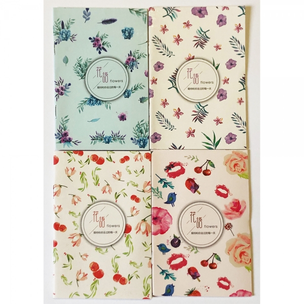 4pk Flowers Fruits Patterned Mini Notebooks Floral Small Notepads Memo Pads