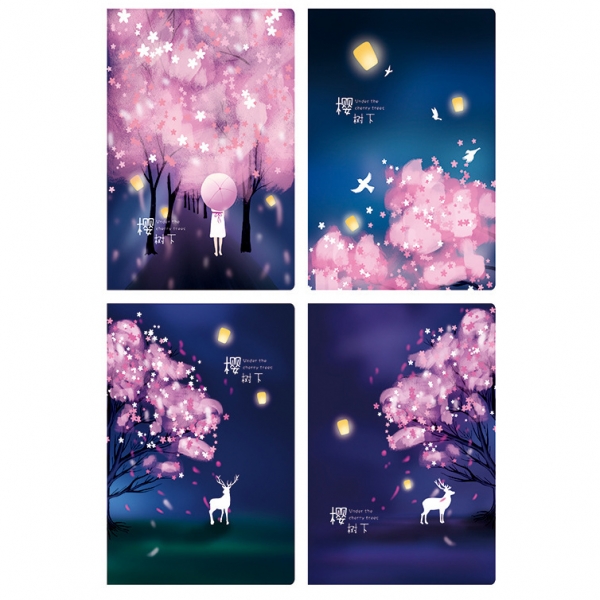Pink Cherry Blossom Deer Cute A5 Floral Notebooks Notepads Notes Pad