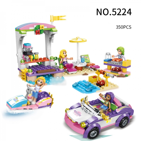 Girls Seaside Holiday Party Building Bricks Construction Blocks Toy Set