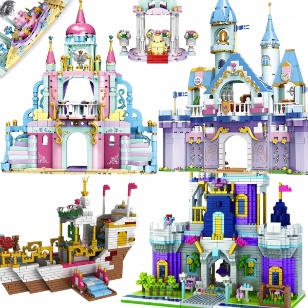 Royal Castle Garden Prince Princess Building Bricks Construction Blocks Toy