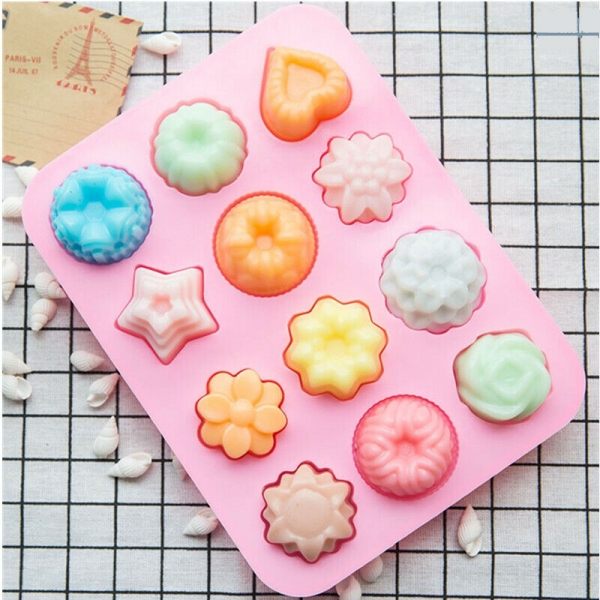 Flowers Rose Heart Silicone Mould Chocolate Fondant Jelly Baking Ice Cube Mold