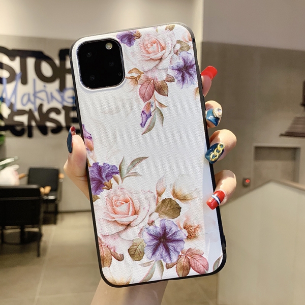 Beautiful Flowers In White Background Glitter Liquid Hard Phone Case Silicone Rubber Soft Cover iPho