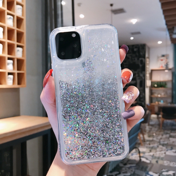 Glitter Liquid - Silver iPhone 10 iPhone X Phone Case
