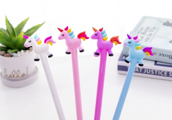 4pc Rainbow Unicorn Ballpoint Gel Pens Cute Funky Kids Party Gift Bag Fillers