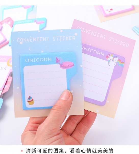Cute Rainbow Unicorn Sticky Notes Pad Bookmark Memo Index Tab Page Markers