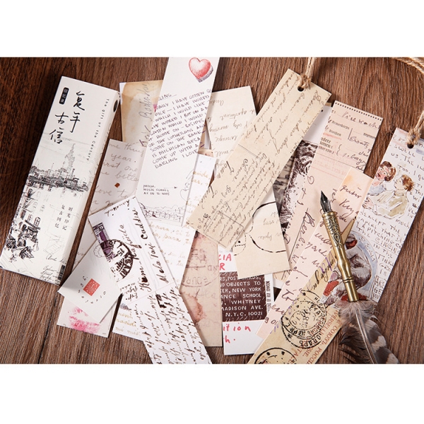 30pc Retro Style Handwriting Letters Postcards Cute Bookmarks For Books Readers