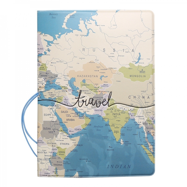 World Map Cute Passport Cover Travel ID Holder Wallet Protector Case With Card Ticket Pouch