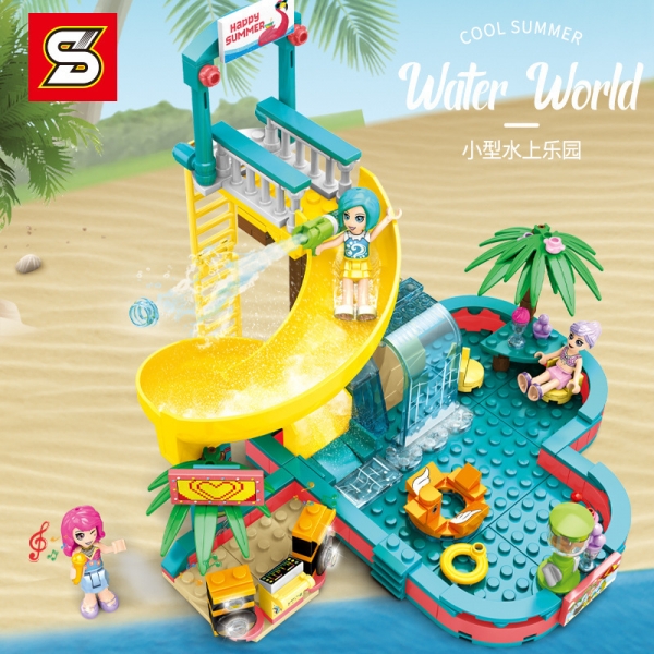 Water Park Camping Building Bricks Construction Blocks Toy Set