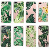 Green Tropical Leaves Flowers Phone Case Soft Cover iPhone 6 7 8 Plus X XR Max