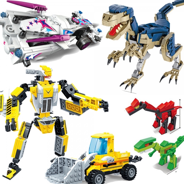 Dinosaur Transformers Robot Building Bricks Kit Construction Blocks Toy Set
