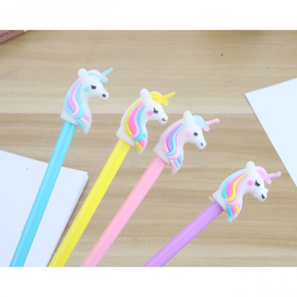 4pc Rainbow Unicorn Ballpoint Gel Pens Cute Funky Kids Party Gift Bag Fillers