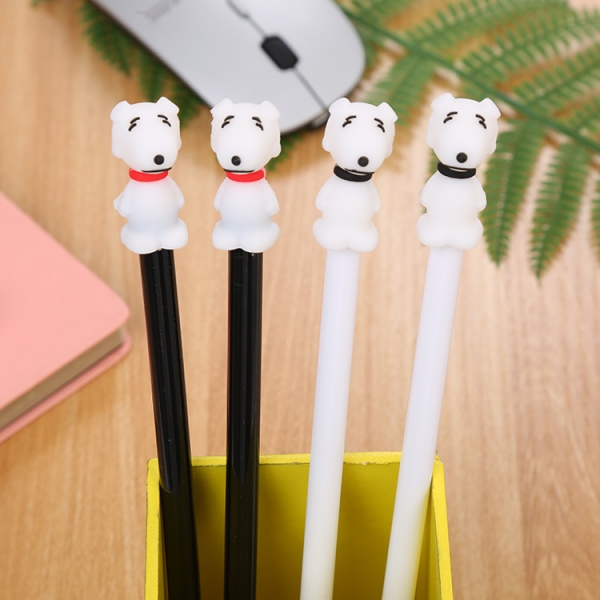 4-12pc White Puppy Dogs Ballpoint Gel Pens Cute Kids Party Gift Bag Fillers