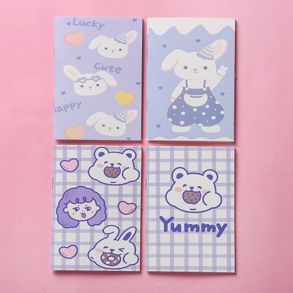 4pk Girl Rabbit Bear Animal Friends Mini Cute Notebooks Small Notepads Memo Pads