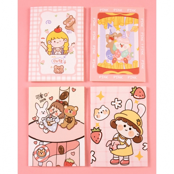 4pk Girl Soft Toys Cute Mini Notebooks Small Notepads Notes Pad Pocket Memo Pads