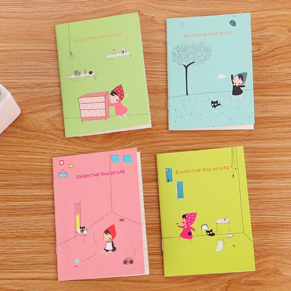 4pk Cute Girl Black Cat Mini Notebooks Small Notepads Notes Pad Pocket Memo Pads